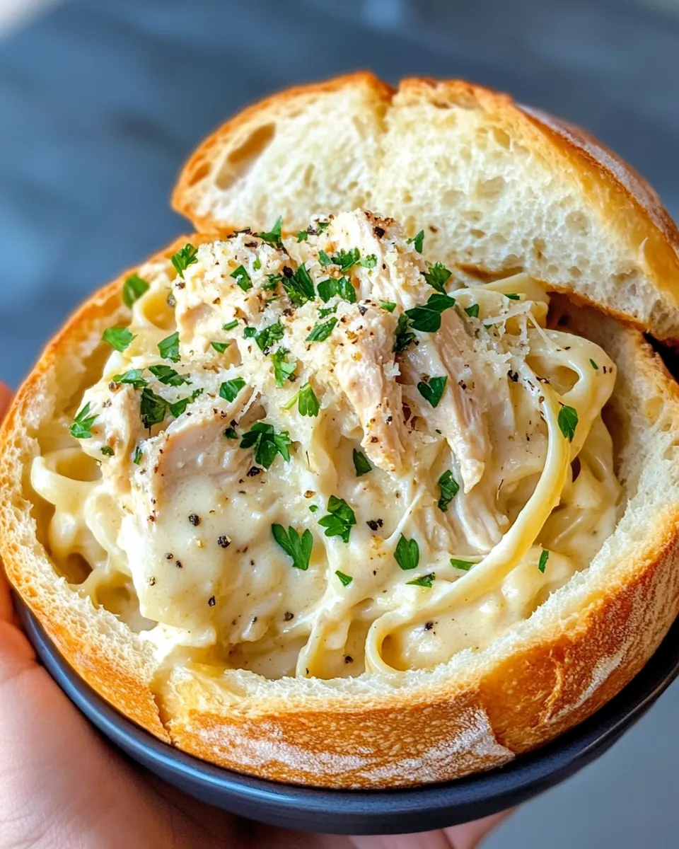 Easy Bread Bowl Chicken Alfredo recipe photo