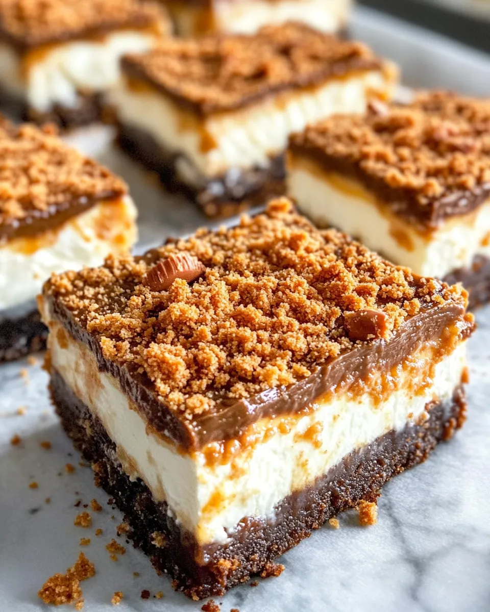 Easy Butterfinger Cheesecake Bars food shot