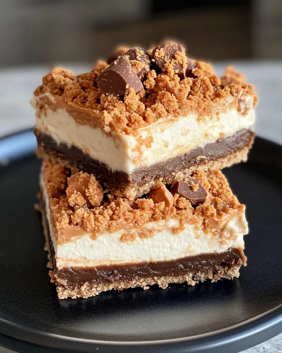 Delicious Butterfinger Cheesecake Bars plate image