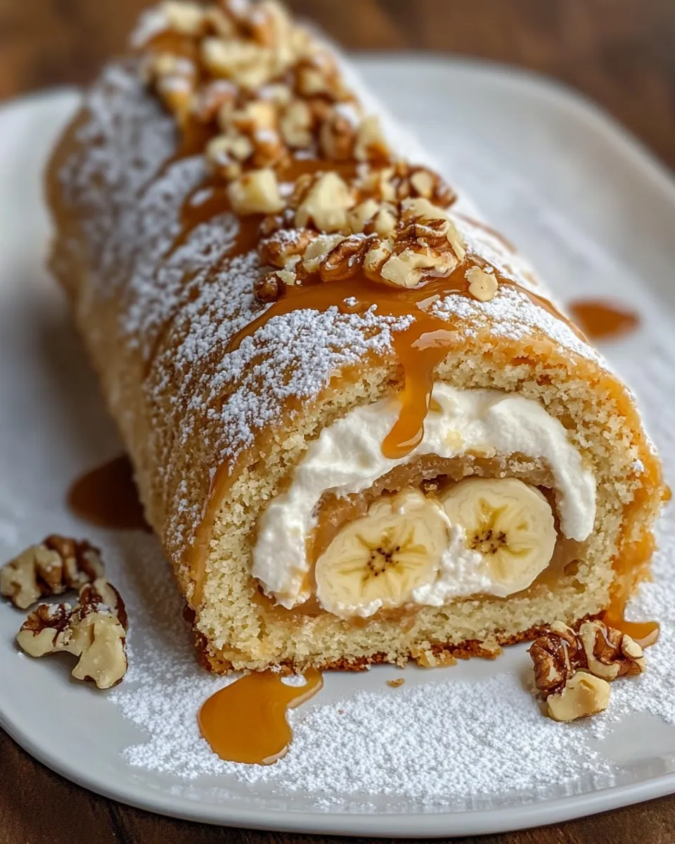 Homemade Caramel Banana Cake Roll photo