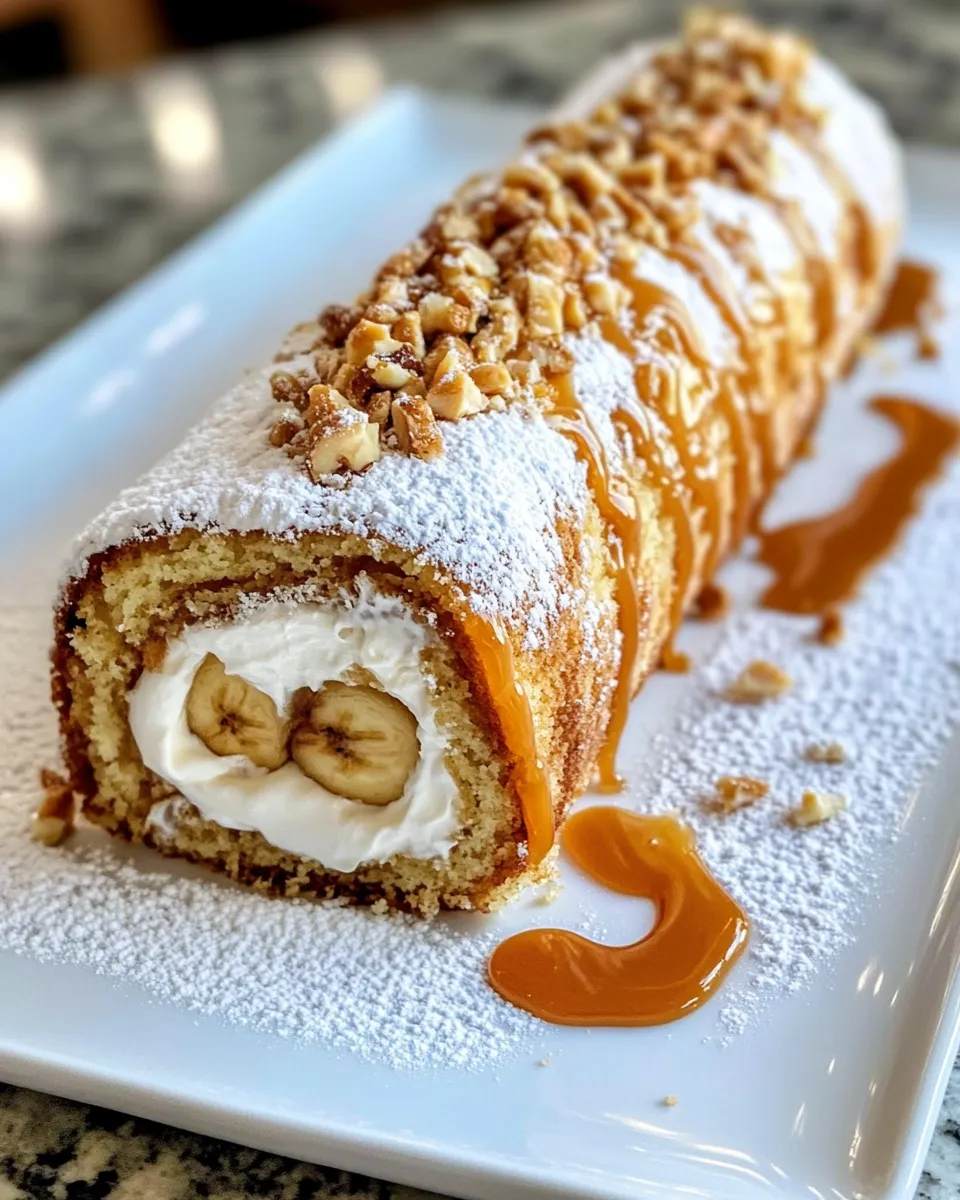 Classic Caramel Banana Cake Roll recipe image