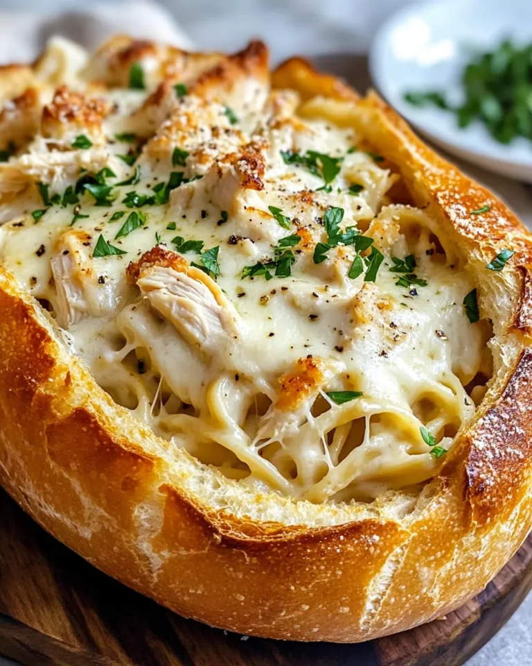 Homemade Chicken Alfredo Bread Bowl Recipe photo