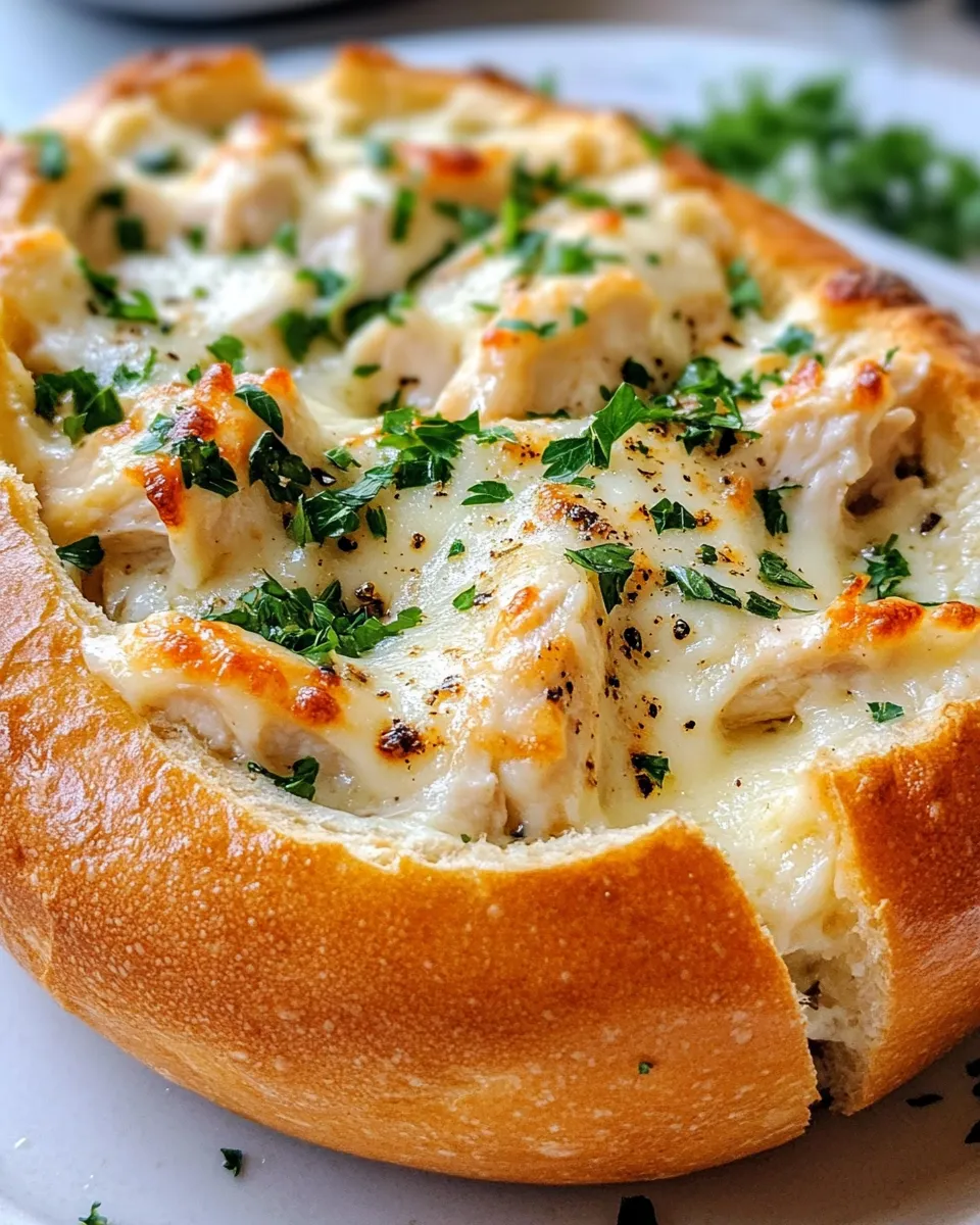 Homemade Chicken Alfredo Breadbowl photo