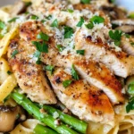 Homemade Chicken Asparagus Mushroom Pasta recipe photo