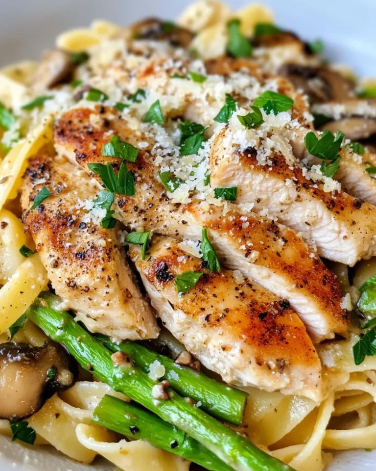 Homemade Chicken Asparagus Mushroom Pasta recipe photo
