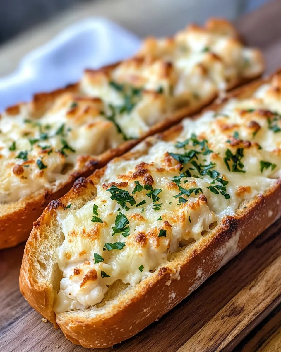 Easy Cracked Crab Cheese Bread food shot