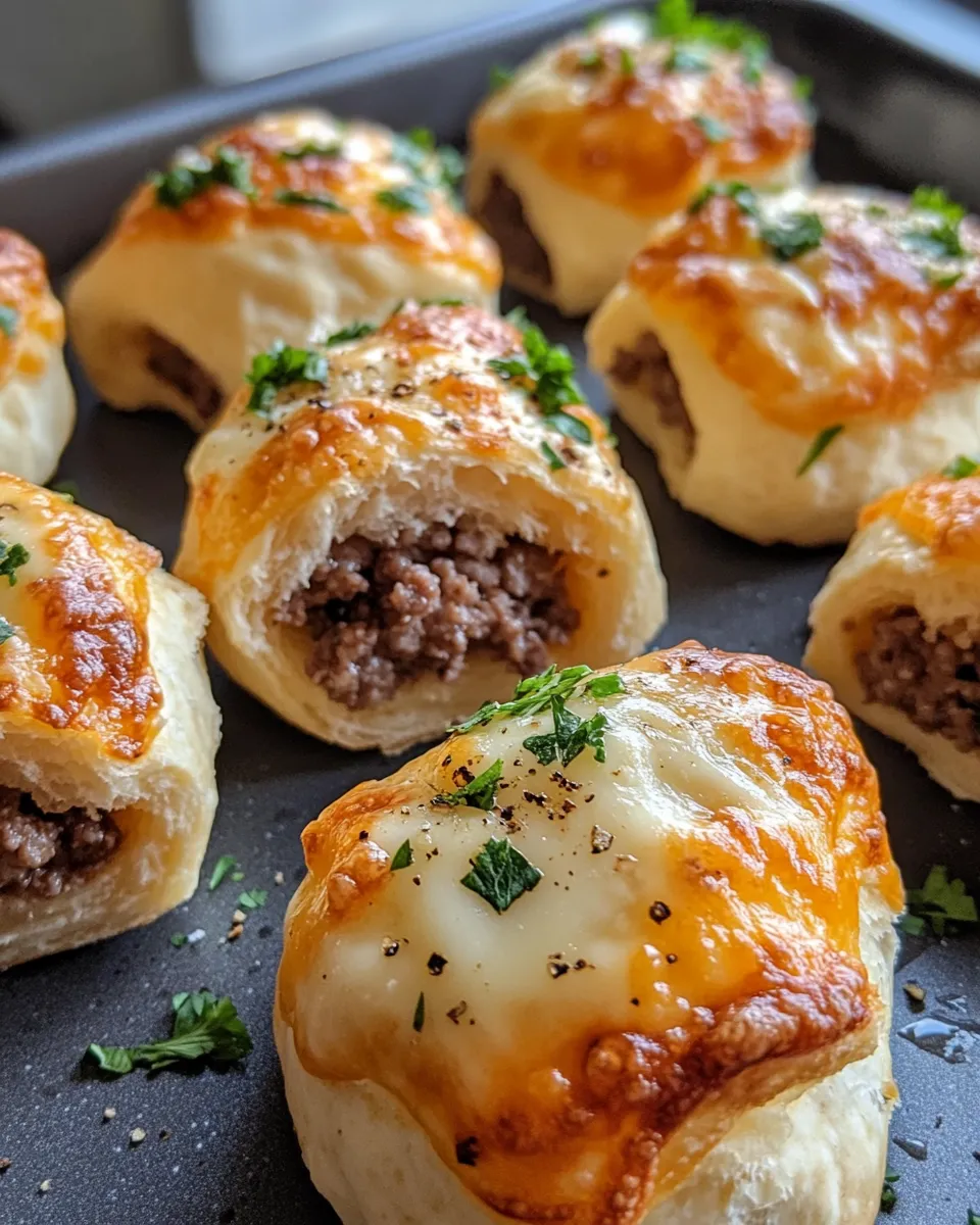 Easy Garlic Parmesan Cheeseburger Bombs food shot