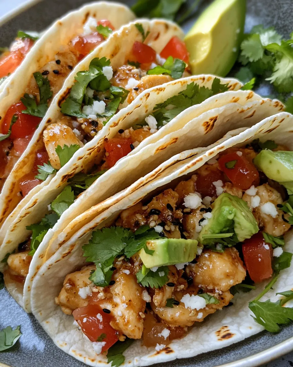 Tasty Honey Garlic Chicken Tacos food shot