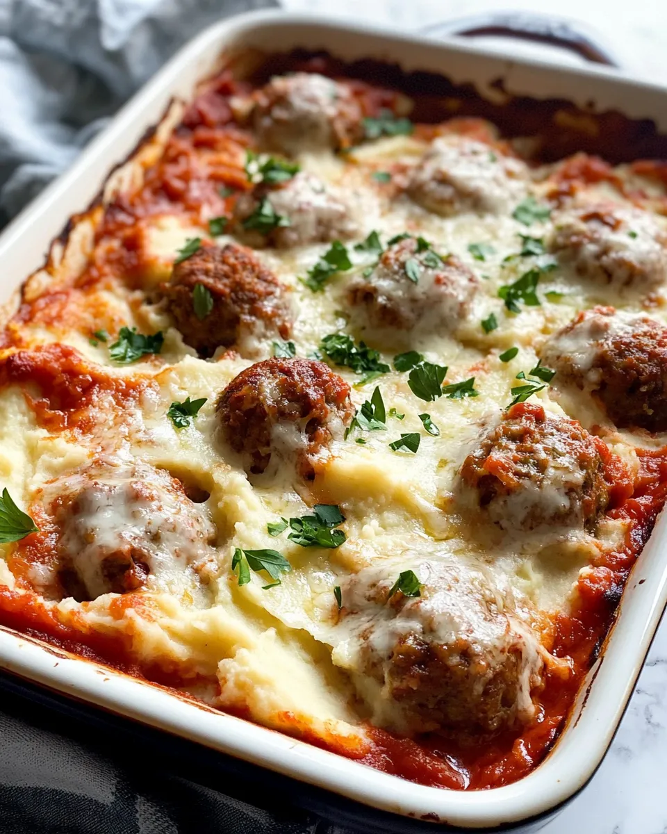 Classic Layered Potatoes And Meatballs dish photo