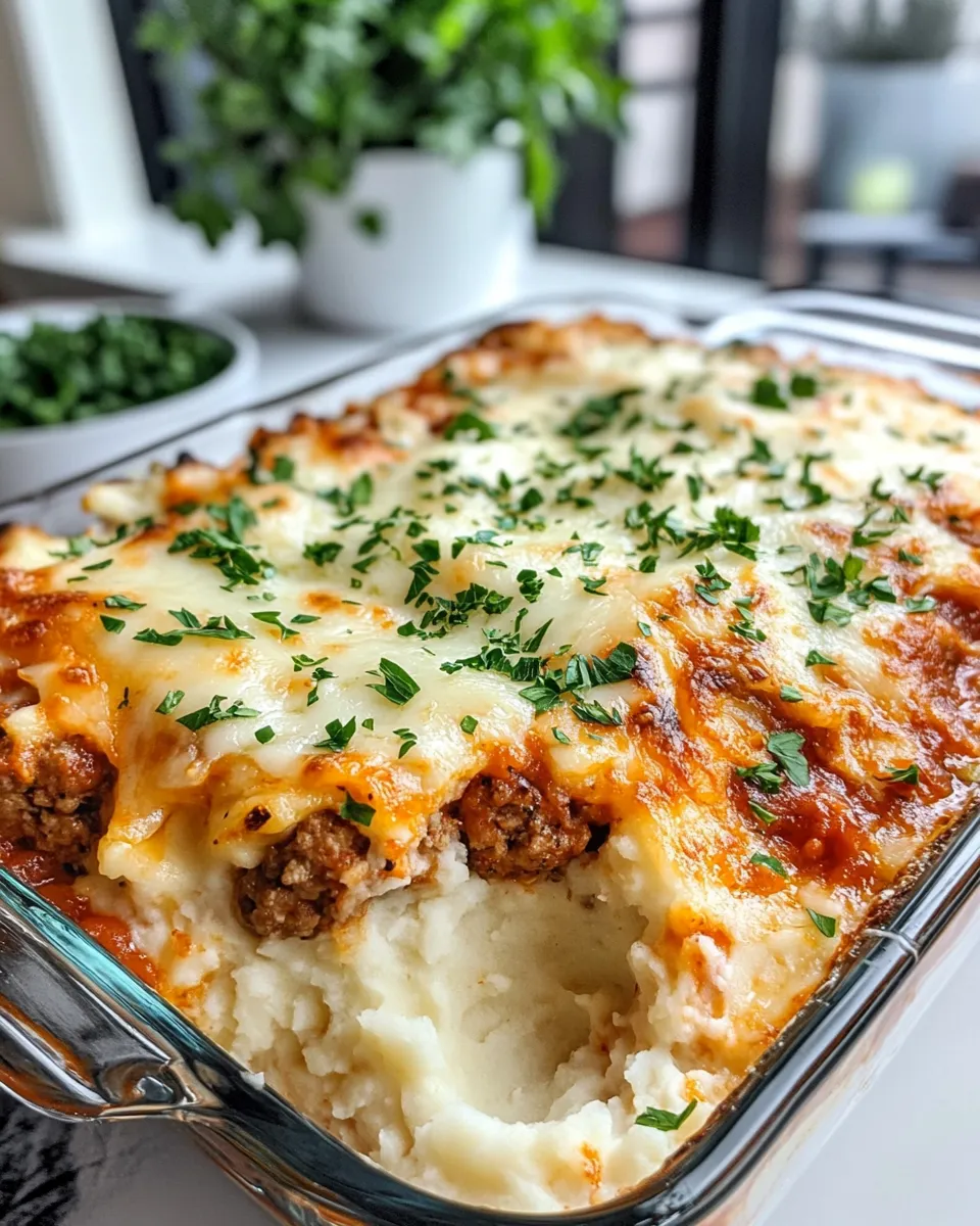 Homemade Meatball Mashed Potato Casserole photo