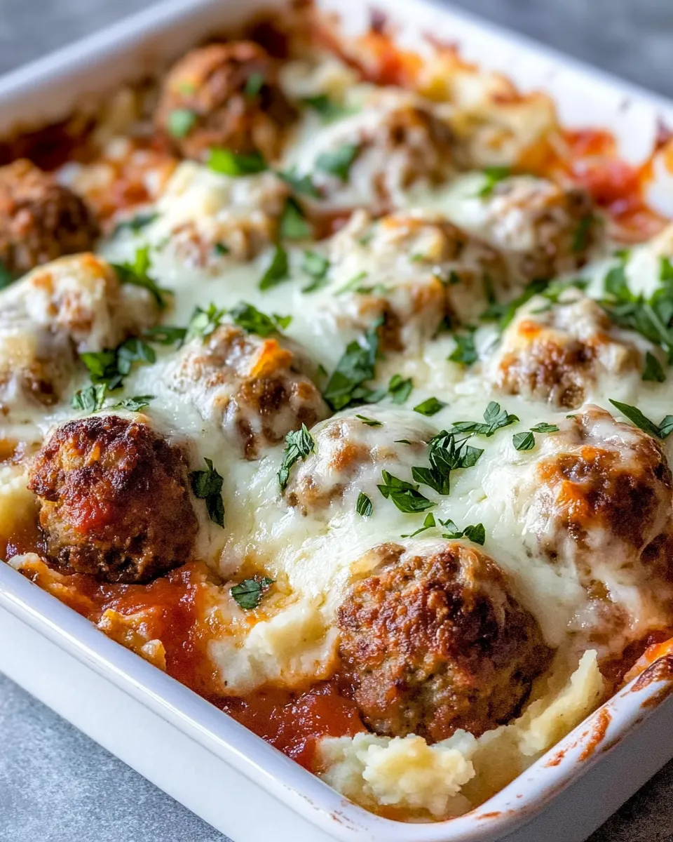Classic Meatball Mashed Potato Casserole image