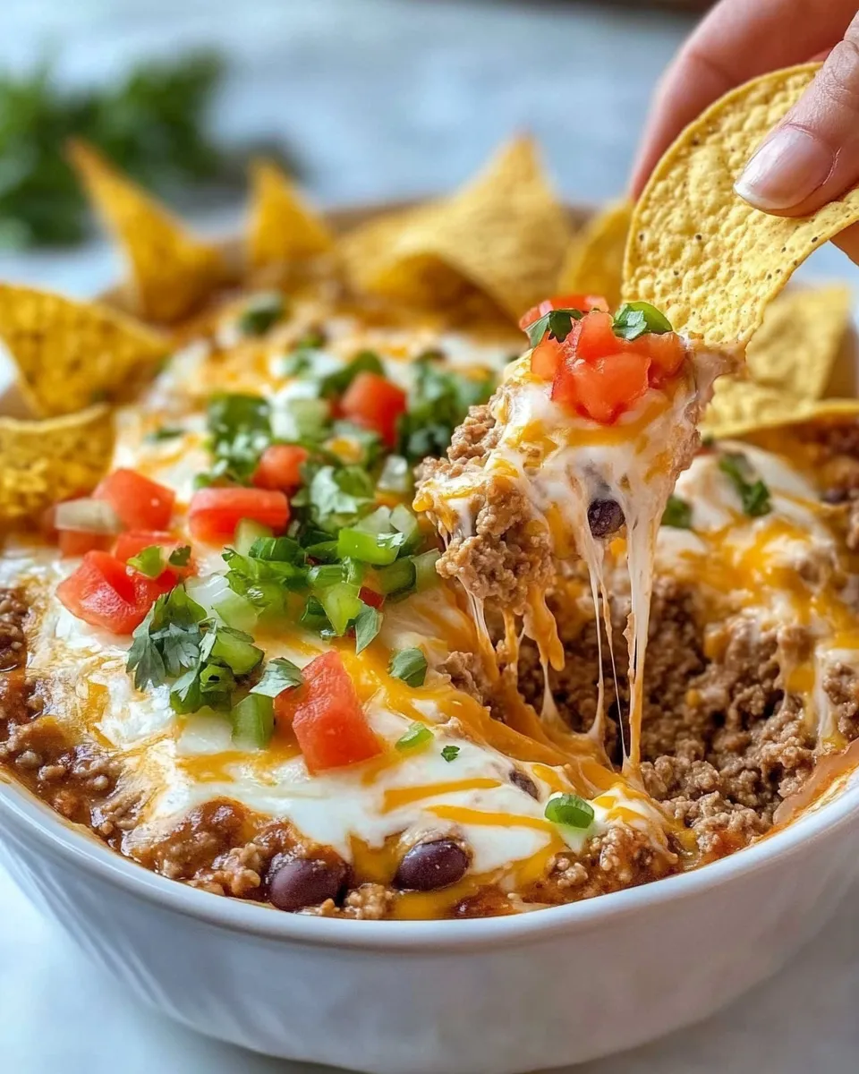 Classic Slow Cooker Cream Cheese Taco Dip food shot