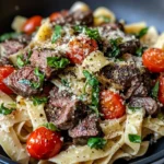 Homemade Steak Bites And Pasta photo
