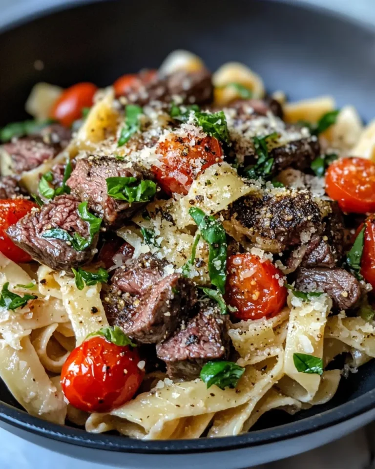 Homemade Steak Bites And Pasta photo