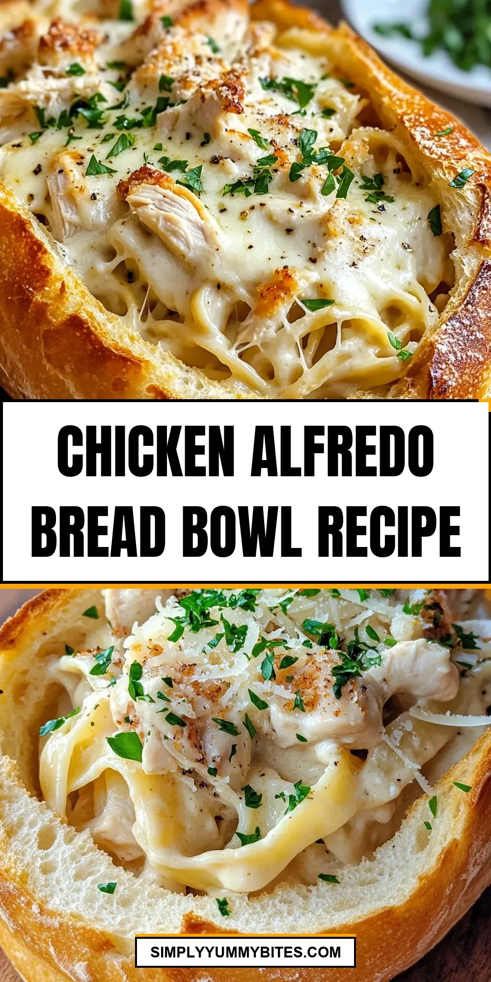 Homemade Chicken Alfredo Bread Bowl