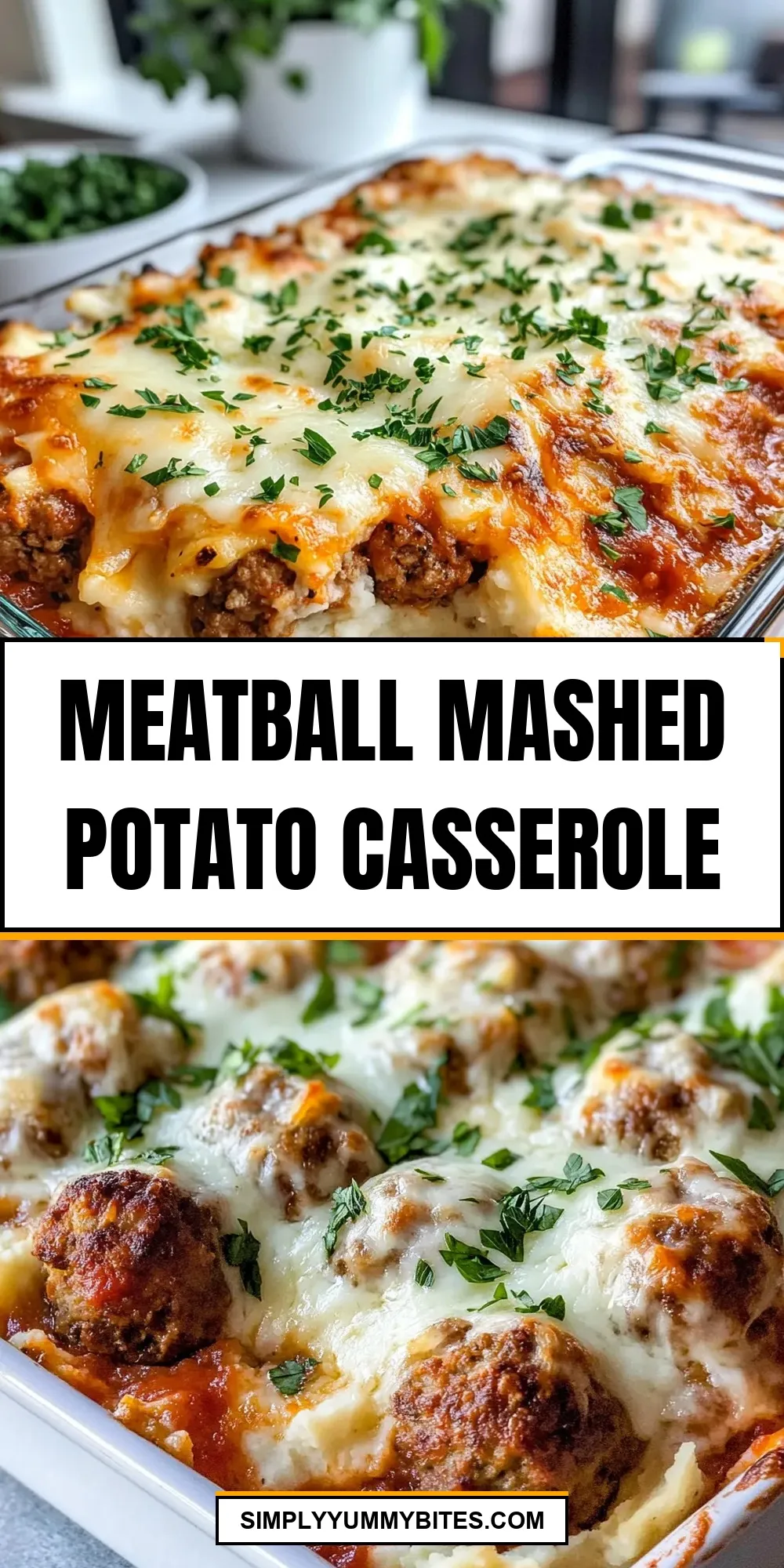 The Best Meatball Mashed Potato Casserole Ever