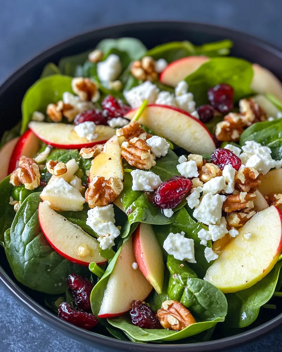 Delicious Apple Walnut Spinach Salad food shot