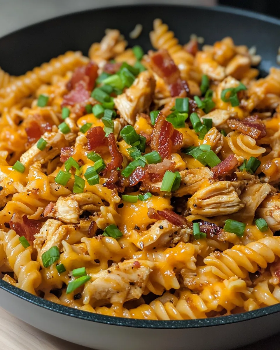 Easy BBQ Chicken Bacon Pasta food shot