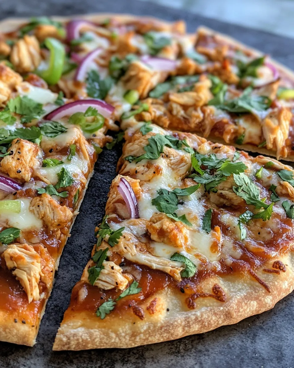 Delicious BBQ Chicken Pizza shot