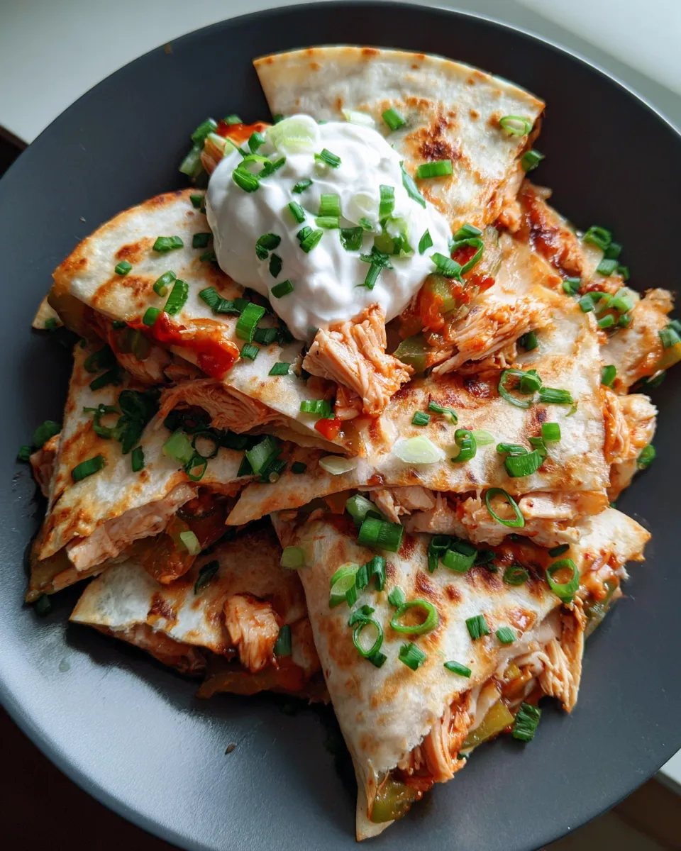 Easy BBQ Chicken Quesadilla Bites food shot