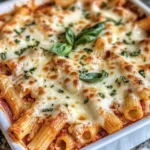 Homemade Baked Four Cheese Ziti food shot