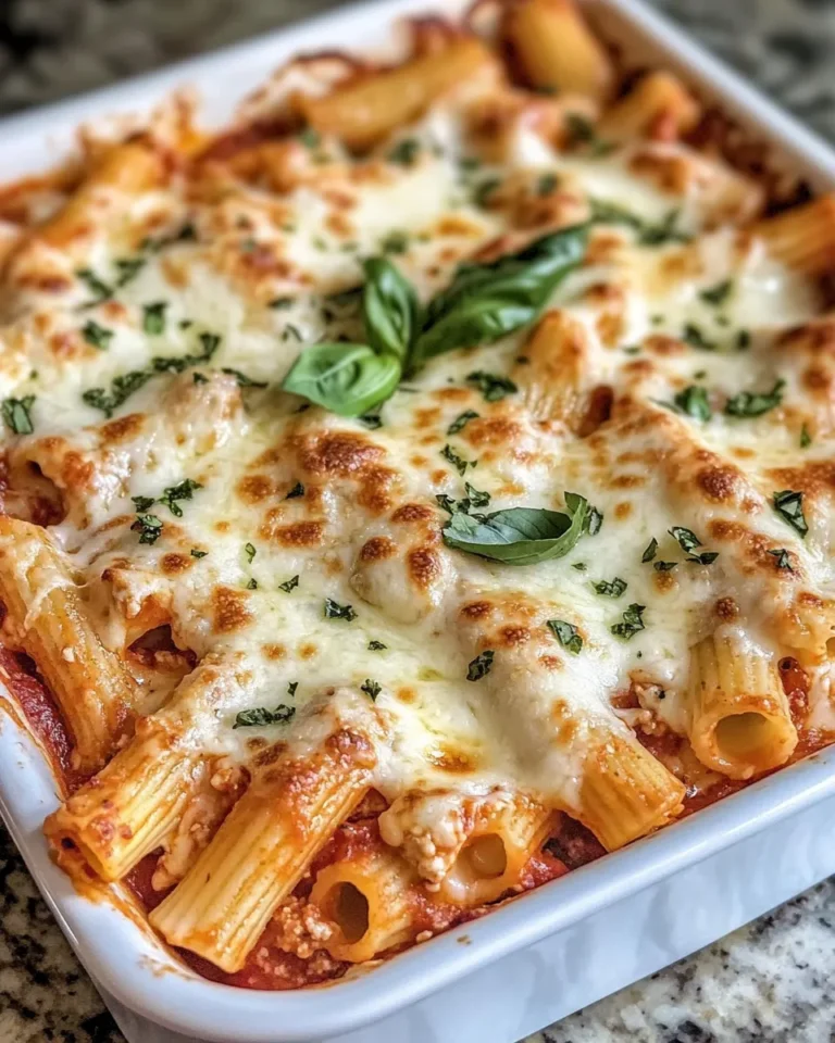 Homemade Baked Four Cheese Ziti food shot