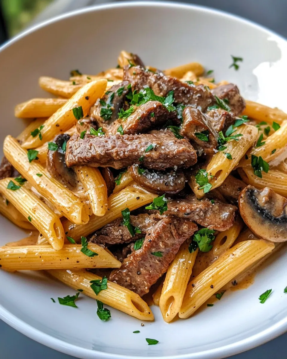 Easy Beef Stroganoff Penne Pasta recipe image