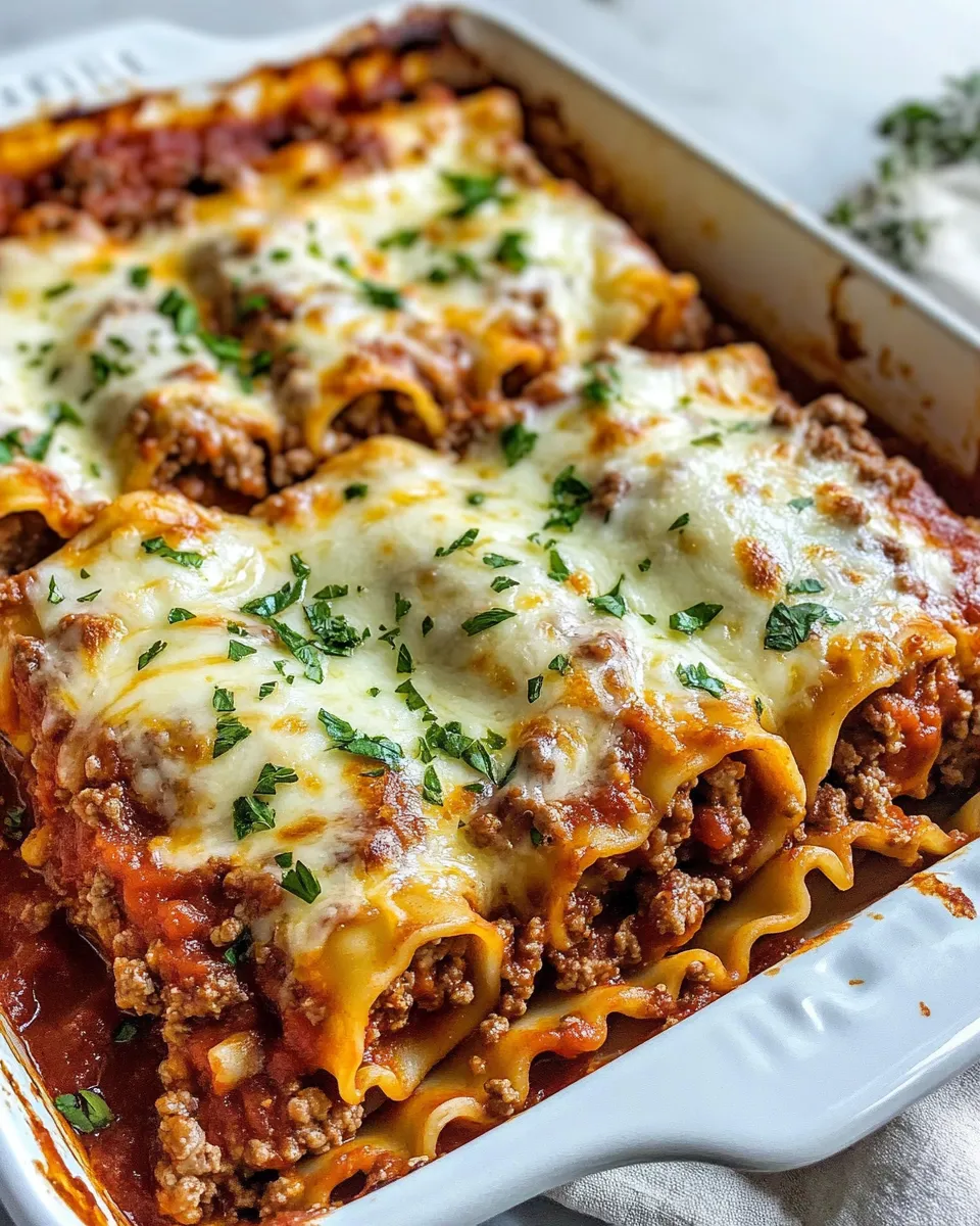 Classic Beefy Cheesy Lasagna Roll Ups dish photo