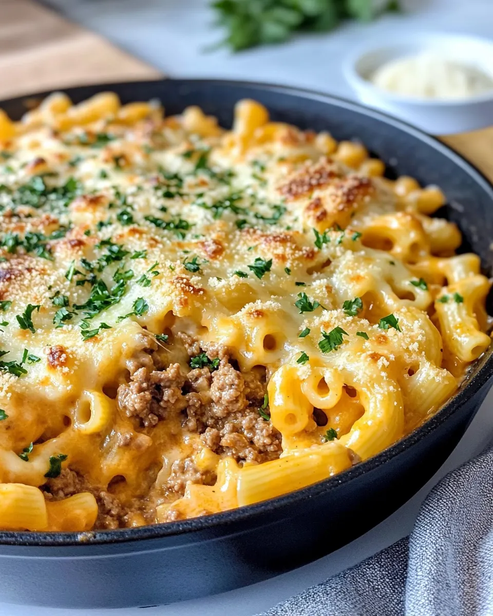 Delicious Beefy Mac and Cheese Skillet dish photo