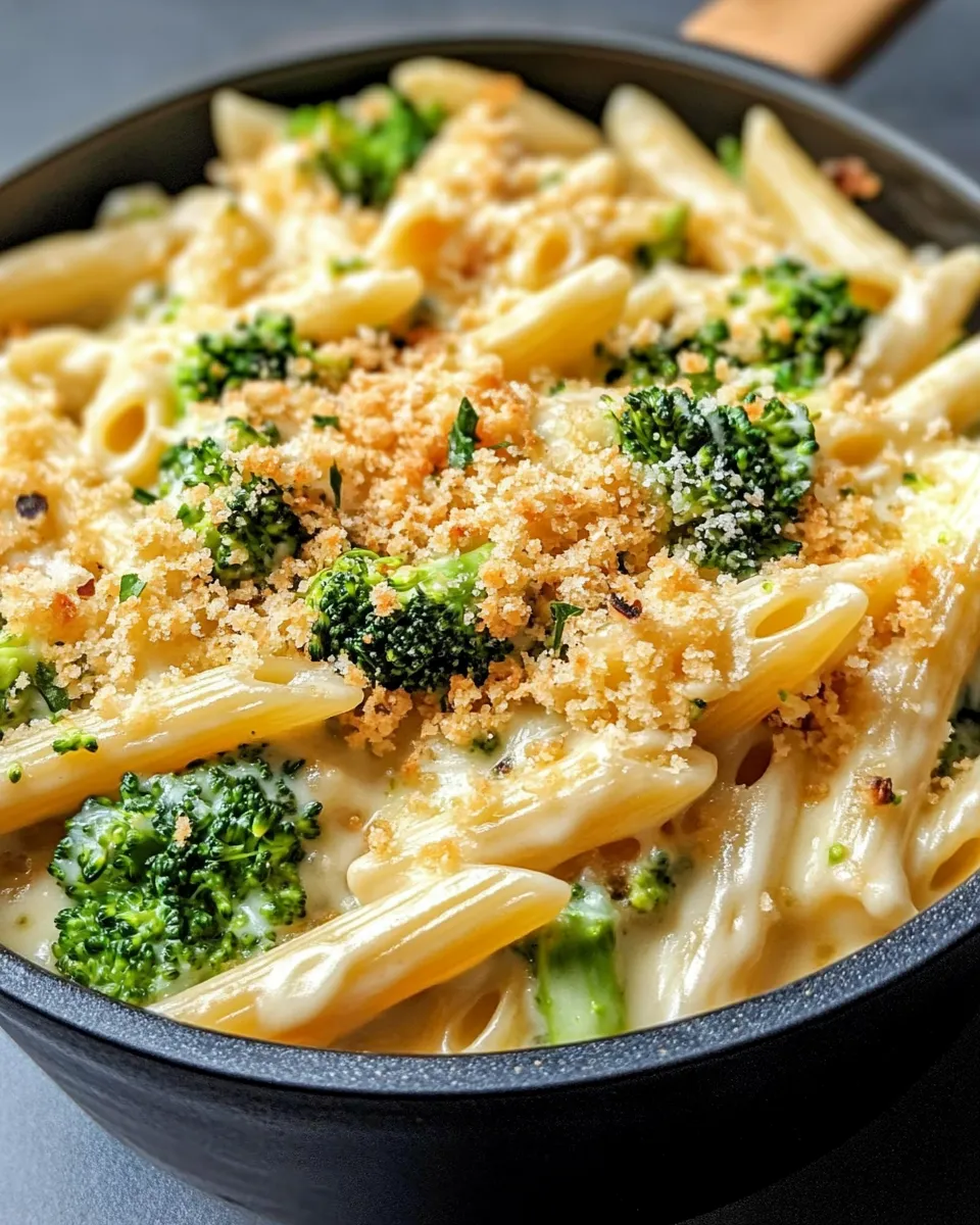Easy Broccoli Cheddar Penne Bake food shot