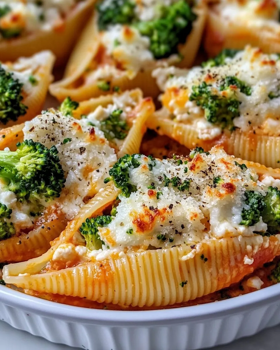 Easy Broccoli Cheddar Stuffed Shells food shot