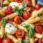 Homemade Caprese Tomato Mozzarella Penne recipe photo
