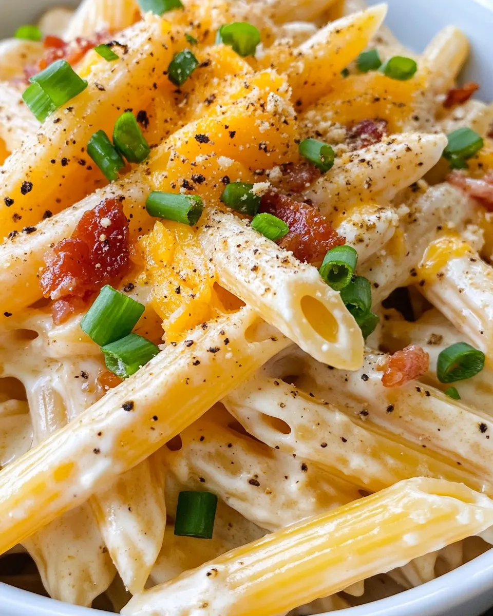 Easy Cheddar Bacon Ranch Pasta food shot