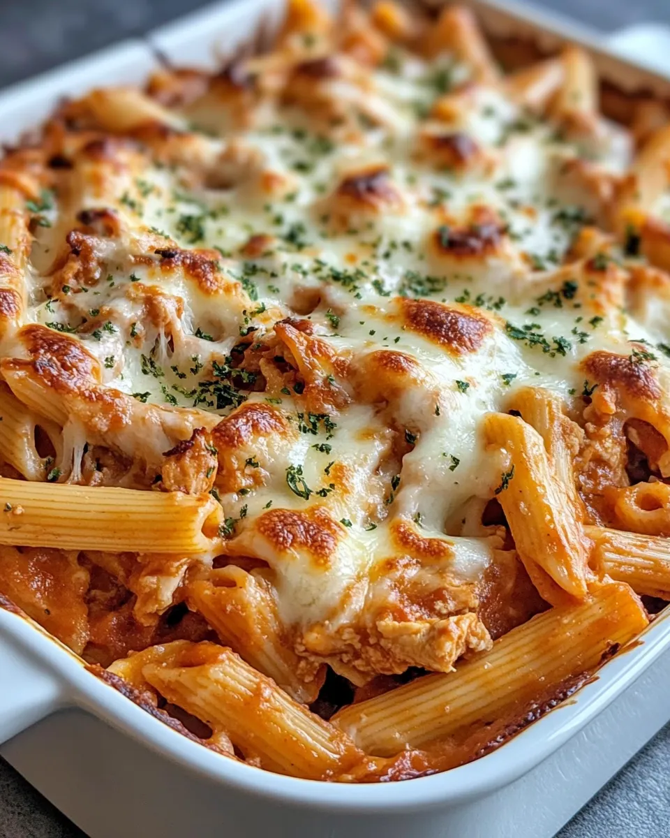 Easy Cheesy BBQ Chicken Pasta Casserole food shot