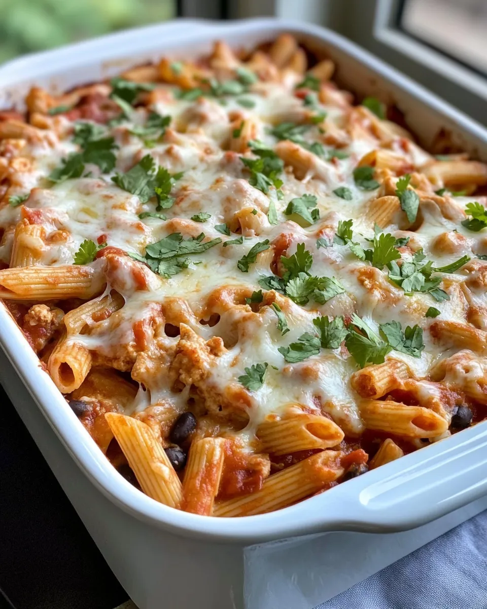Classic Cheesy Chicken Enchilada Pasta Bake recipe image