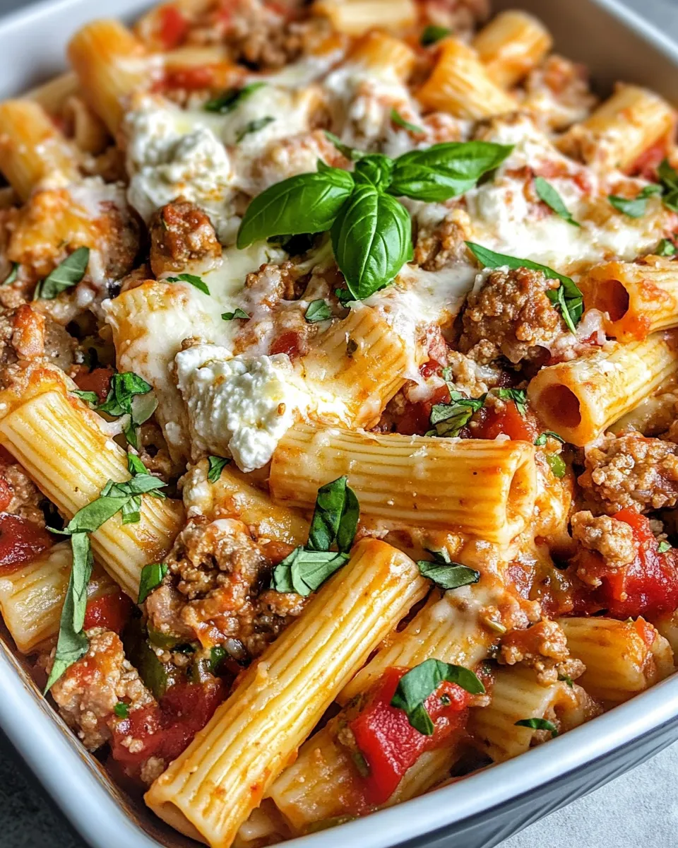 Easy Cheesy Italian Sausage Rigatoni food shot