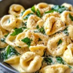 Homemade Cheesy Spinach Alfredo Tortellini photo