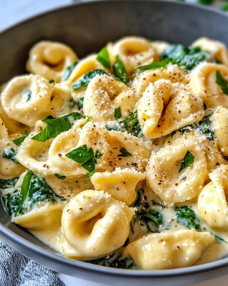 Homemade Cheesy Spinach Alfredo Tortellini photo