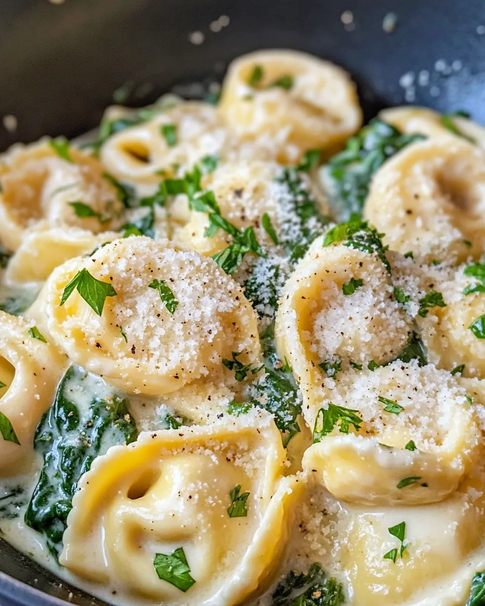Classic Cheesy Spinach Alfredo Tortellini image