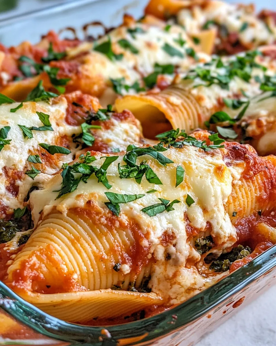 Delicious Cheesy Spinach Ricotta Stuffed Shells plate image