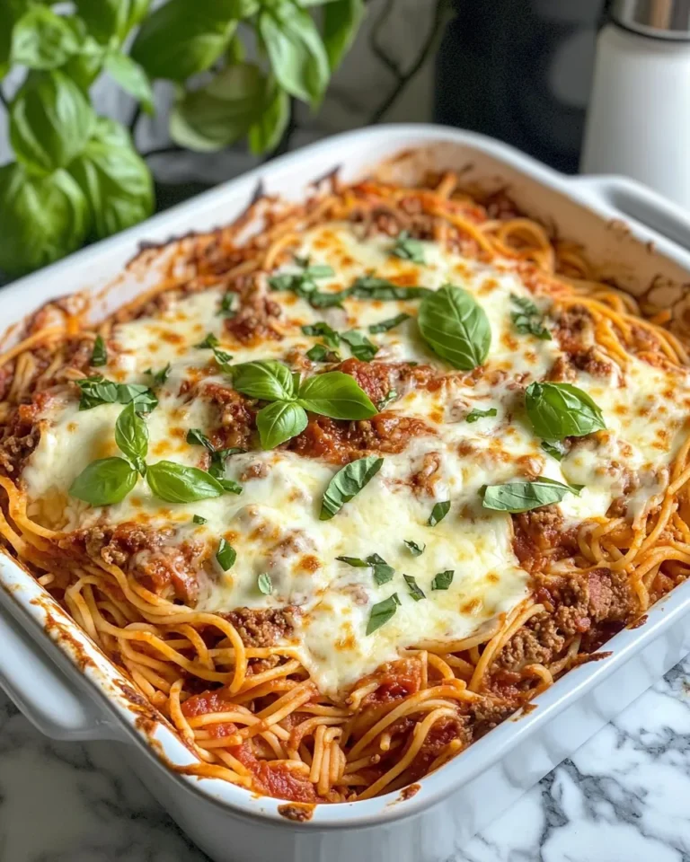 Homemade Cheesy Triple Cheese Baked Spaghetti photo