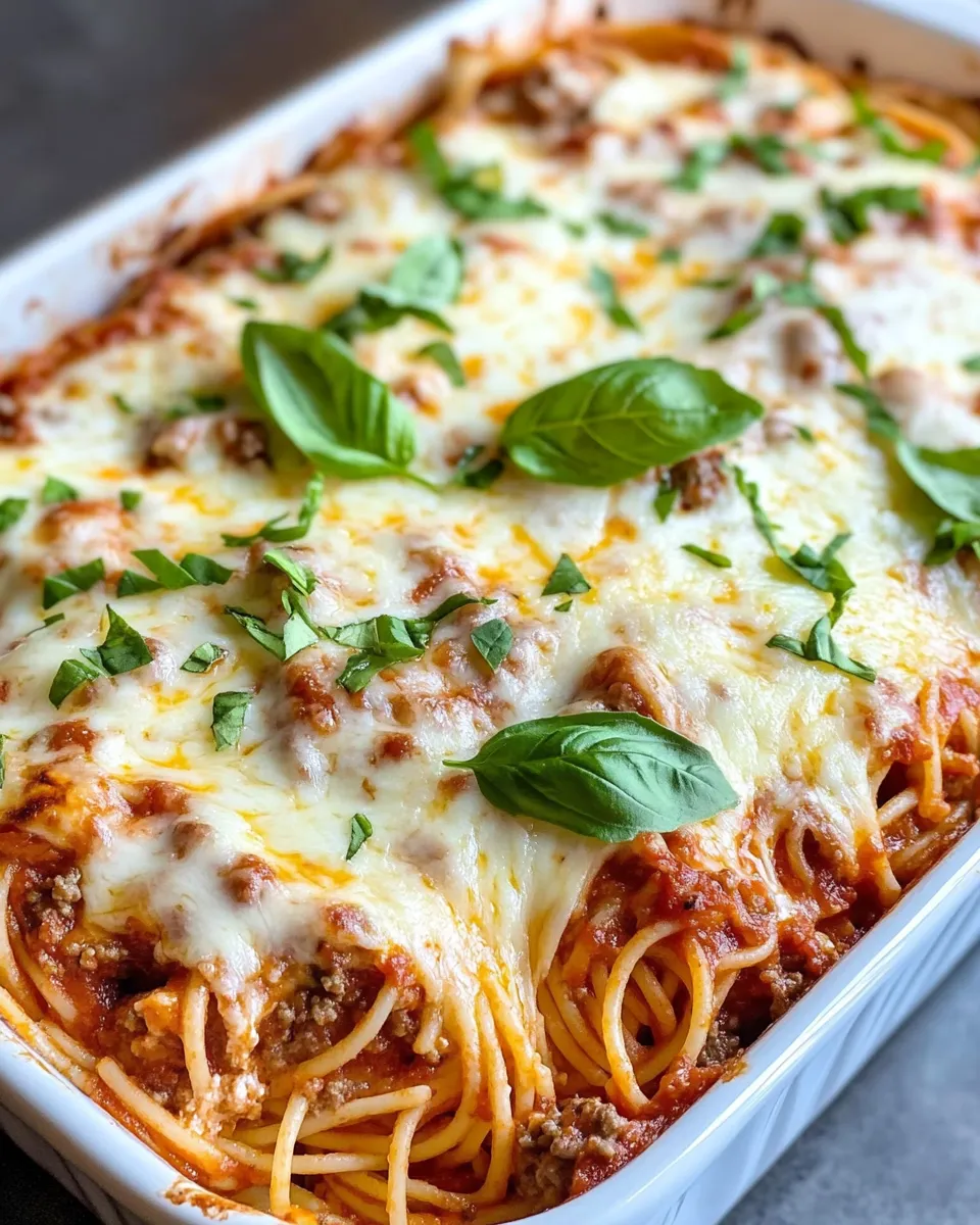 Classic Cheesy Triple Cheese Baked Spaghetti image