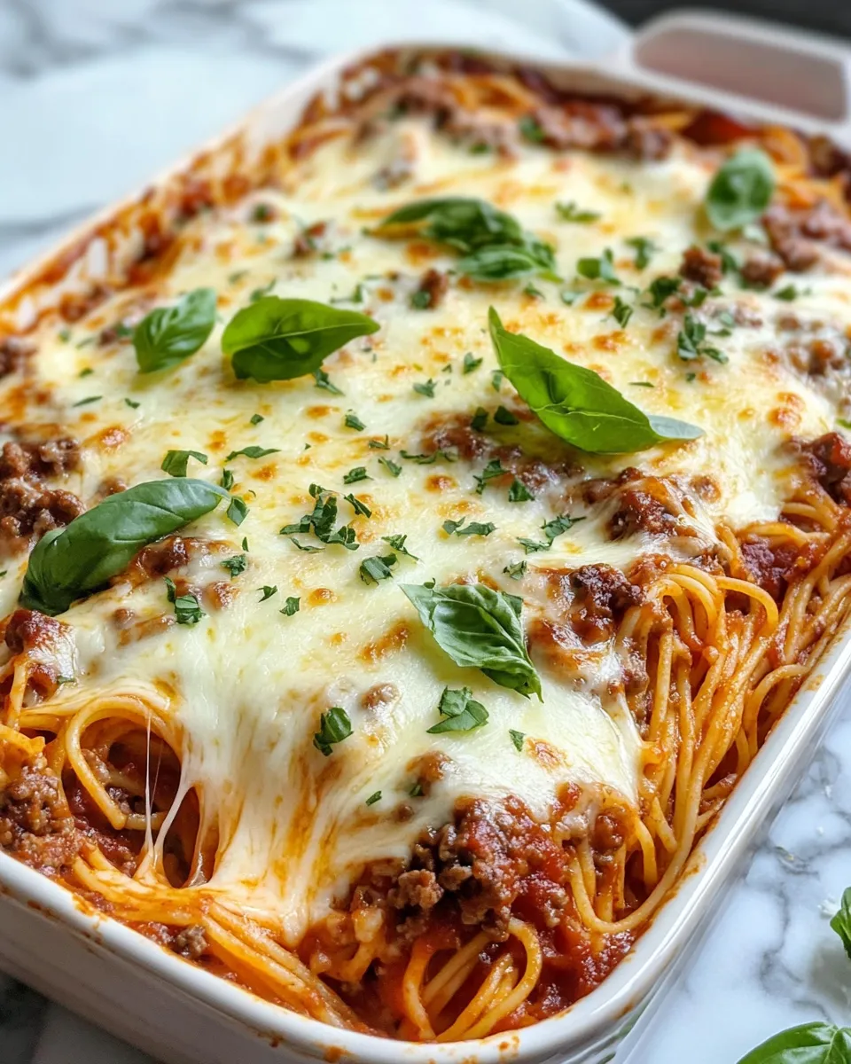 Easy Cheesy Triple Cheese Baked Spaghetti recipe image