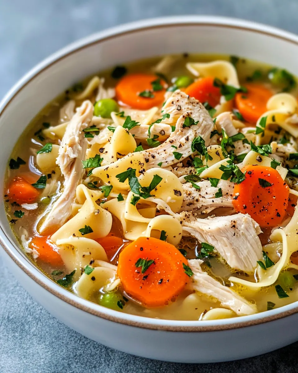 Delicious Chicken Noodle Soup food shot