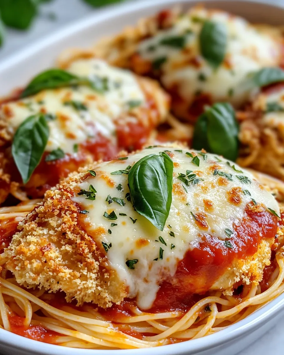 Easy Chicken Parmesan Spaghetti food shot