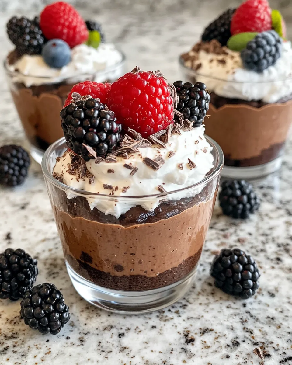 Delicious Chocolate Mousse Cups food shot