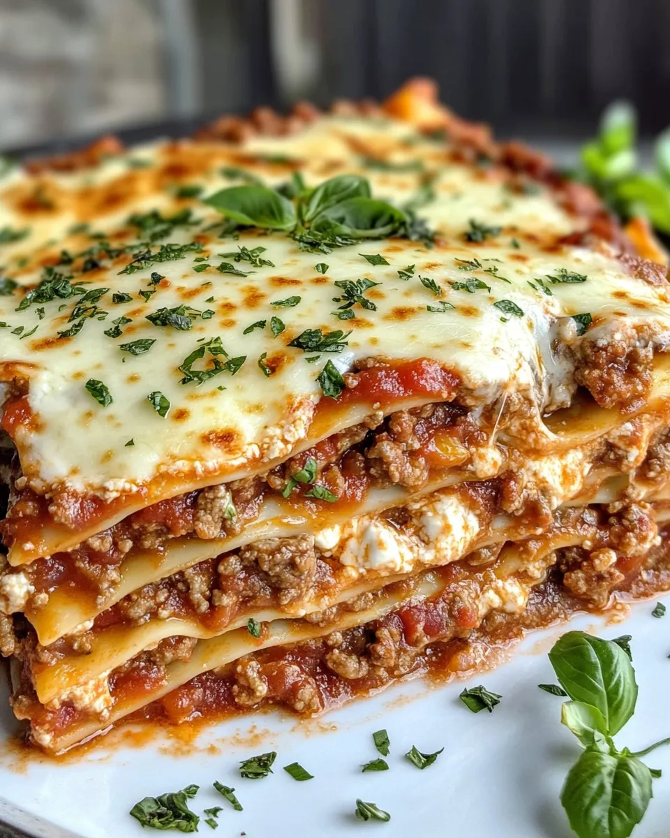 Easy Classic Baked Lasagna with Beef Sauce food shot