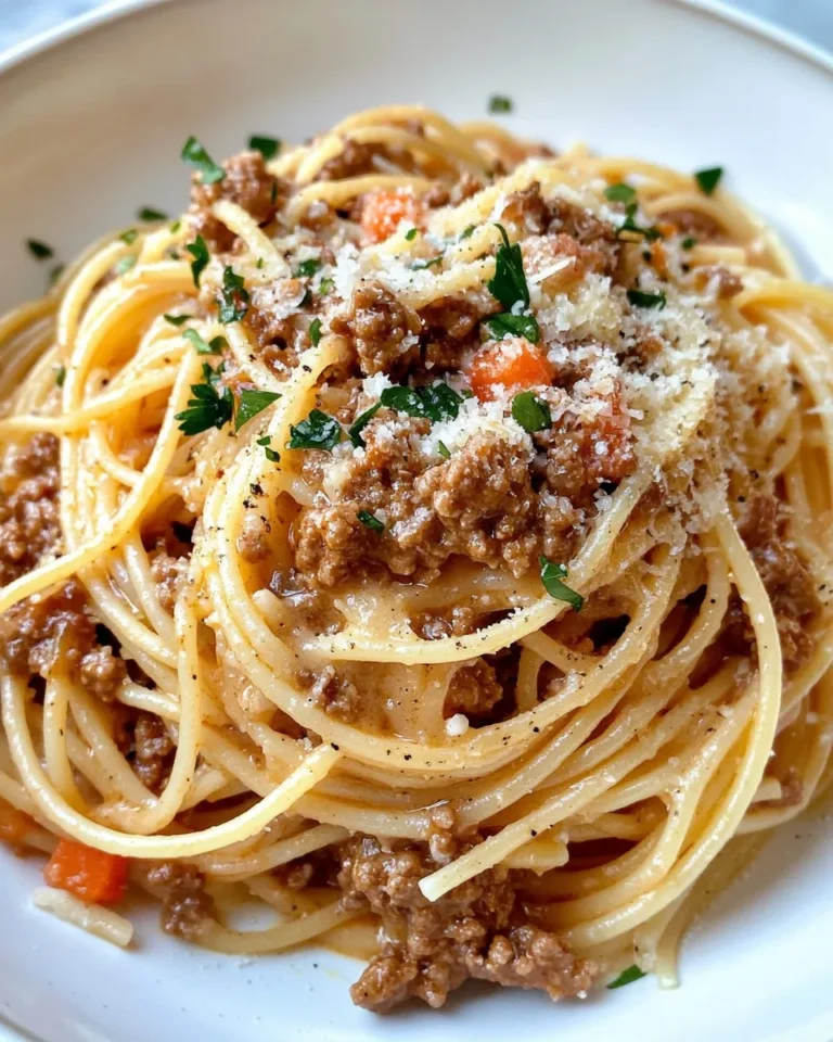 Homemade Classic Creamy Bolognese Spaghetti photo