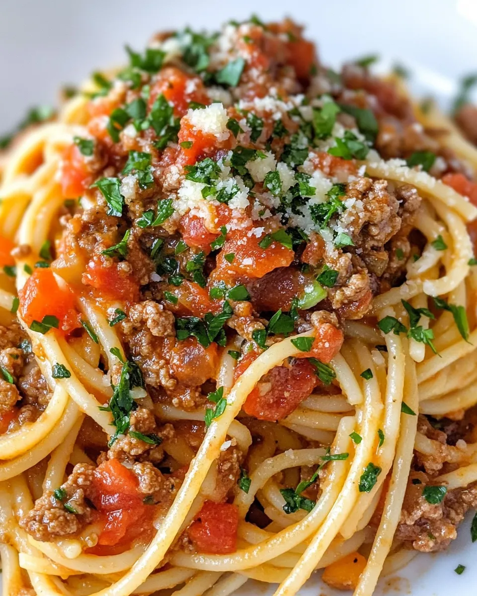 Delicious Classic Creamy Bolognese Spaghetti recipe image