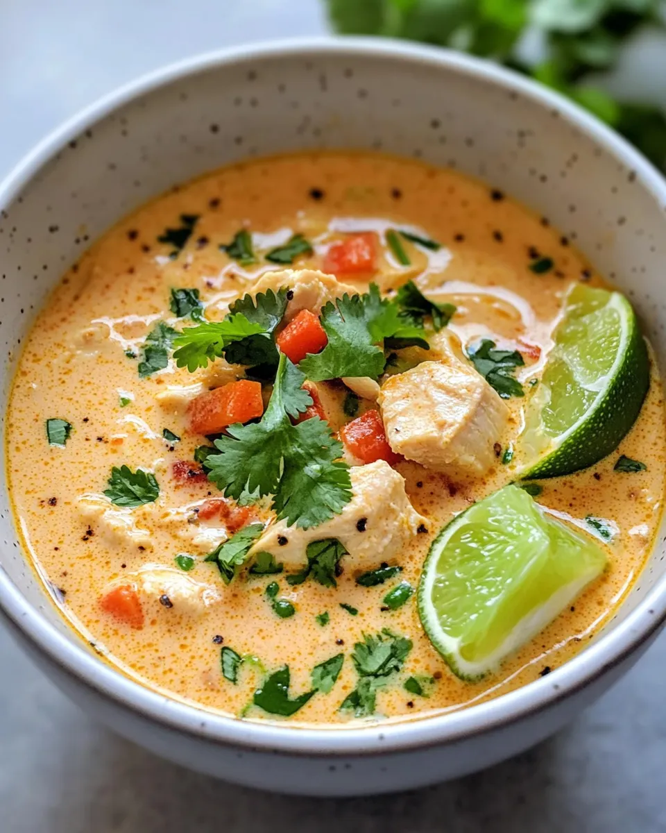 Delicious Coconut Curry Chicken Soup food shot